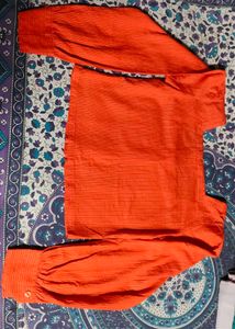 Square Neck Orange Cotton Top