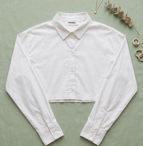 Chic Cropped White Button-Down Shirt