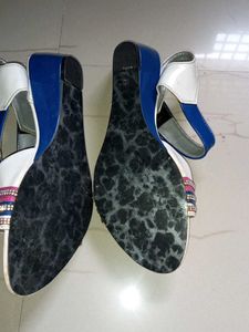 Sparkling White Wedge Sandals