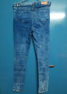 Acid Wash Denim Blue High Rise Super Skinny Jeans