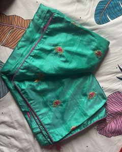 Elegant Teal Saree with Embroidery