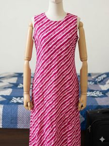 Pink &amp; White Striped Kurta