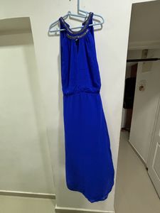 Long Blue Party Wear Festive Gown Dress