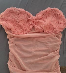 Pink floral bust ruched top