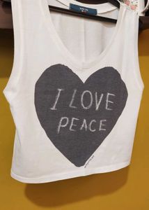 White "I Love Peace" Heart Tank Top