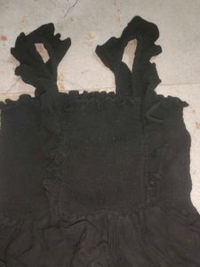 Black Smocked Ruffle Top