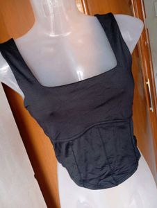 Black Corset Style Crop Top