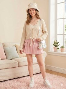 Striped Beige Cardigan Sweater