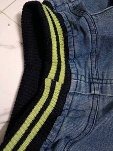 kids Distressed Denim Shorts with "Stay Positive"