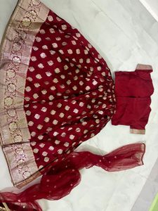 Maroon Lehenga Choli Set with Dupatta