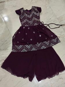 Girls' Festive Purple Sharara Suit