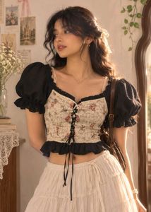 Off-Shoulder Floral Corset tapestry Top