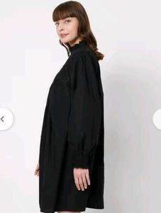 Black Embroidered Bayside Ladder Trim Dress.