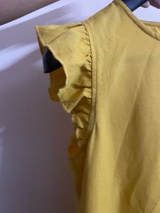 Chic Yellow Ruffle Sleeve Mini Dress
