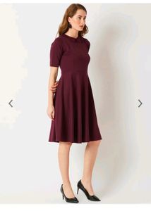 Wine Red Flared Dress