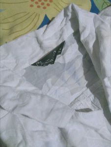 White Textured Button-Up Shirt