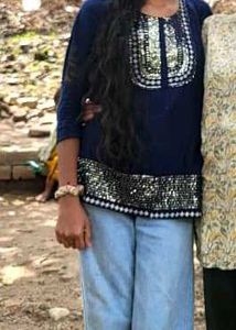 Embellished Blue Short Kurti