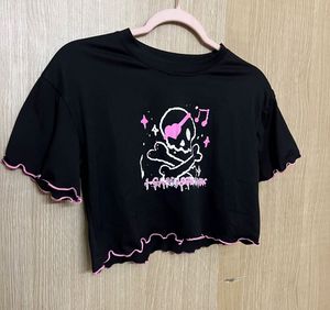 Imported Goth Black Skull & Bones Cropped Tee