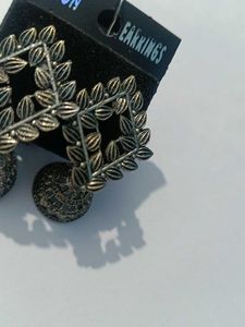 Silver Tone Oxidised Jhumka