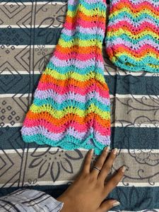 Colorful Crochet Bell Sleeve Crop Top