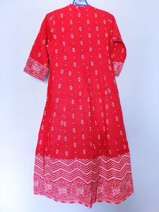 Layered A-Line Kurta With Cross Stitch Print