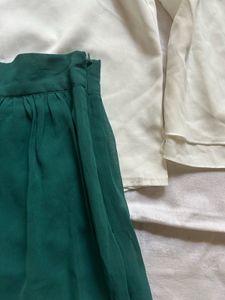 Flowy Green Maxi Skirt with Bell Sleeve Top