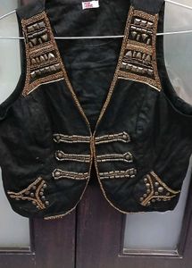 Embellished Black Vest - XL Size