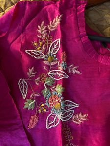 Embroidered Magenta Kurta set