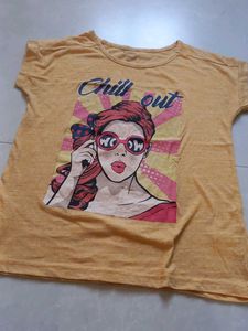 Yellow Graphic Print "Chill Out" T-Shirt