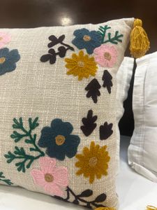 Embroidered Floral Accent Cushion Cover Set of 2