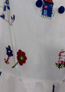 Cute Cat &amp; House Print White Dress
