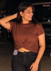 Brown Twisted Front Crop Top