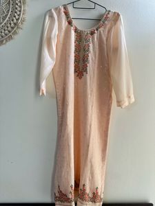 Elegant Peach Embroidered Kurta