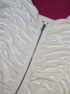 Ruched Zip Front Crop Top