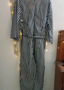 Black &amp; White Striped Jumpsuit For Women