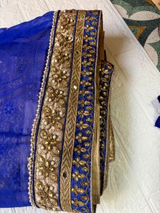 Royal Blue Embroidered Saree
