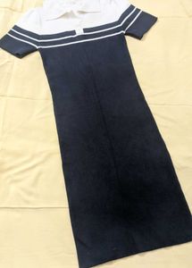 Navy & White Striped Polo Dress