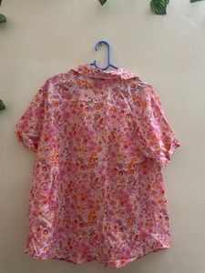 Sheer Floral Button-Up Shirt