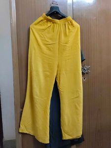 Teal Kurti with Yellow Palazzo Pants