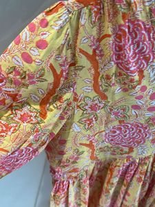 Yellow Floral Print Midi Dress
