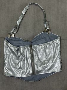 Silver Ruched Heart Corset Top