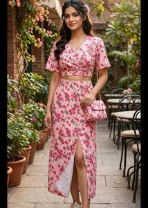 Bust 36 Chic Floral Print skirt Co-ord Set