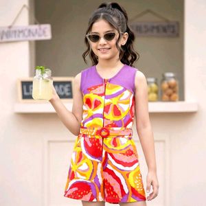 Clip Free💜Fruit Print Romper