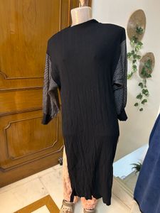 Black Midi Dress with Unique Sleeves