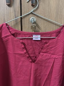 Elegant Red Cotton Kurta