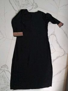 Elegant Black Kurta with Colorful Neckline