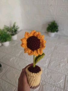 Crochet Sunflower pot Decor 🌻