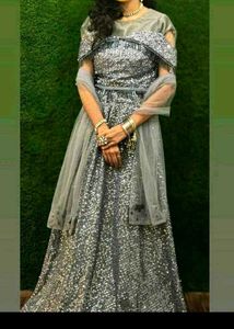 Sparkling Grey Ethnic lehnga