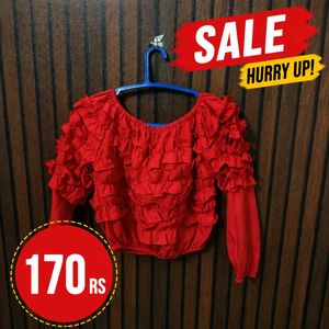 Ruffled Red Long Sleeve Top
