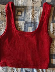 Red Ribbed Tank Top
